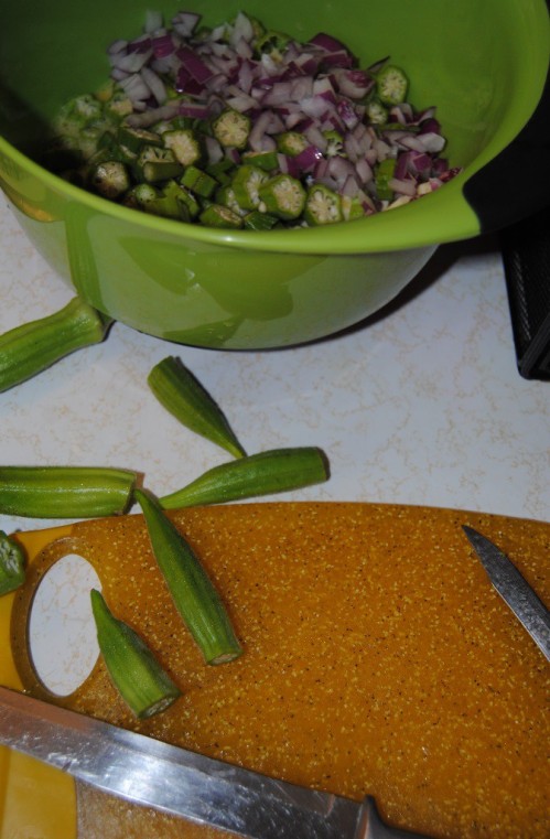 John and I have been blessed with a bumper crop of okra this year and oh my it's still producing. I just gathered another group of it two days ago and will have to prepare it again tomorrow.